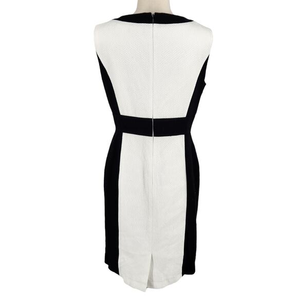 Tahari by ASL Waffle Cotton Colorblock Sheath Dress W Metal Waist Detail Size 10 - Picture 5 of 10